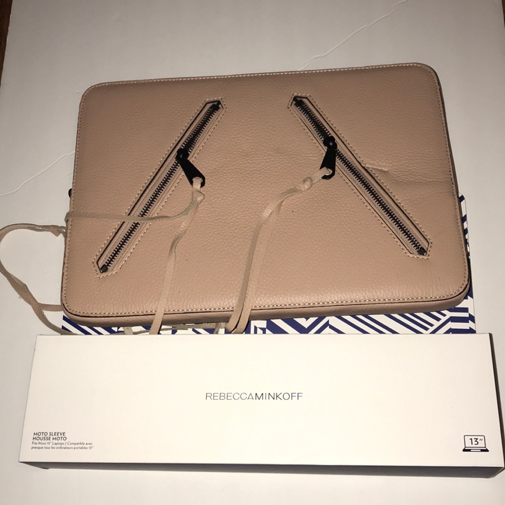 Rebecca Minkoff Nude Leather Laptop Sleeve